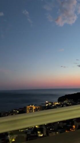 Motorist captures dusky coastal sunset in Novoselje, Montenegro