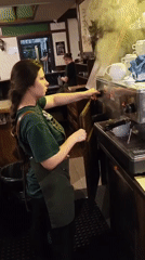 Espresso machine in use at a coffee shop