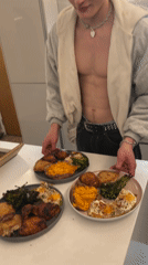 London dinner preparation captured in evening kitchen scene