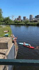 Amsterdam residents enjoy sunny Sunday morning in Noorderpark waterways