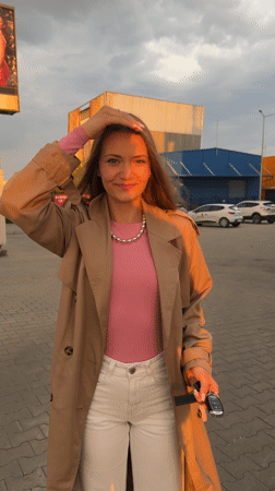 Woman spotted making playful gestures in Sofia street