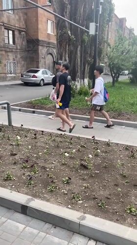 Routine street activity captured in Gyumri, Armenia