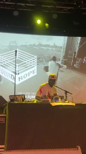 DJ performs evening set at decorated venue in Cologne