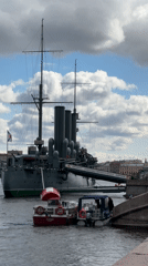 Historic Saint Petersburg landmarks Cruiser Aurora and Smolny Cathedral documented