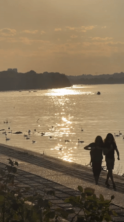 Waterside walk in Belgrade at golden hour