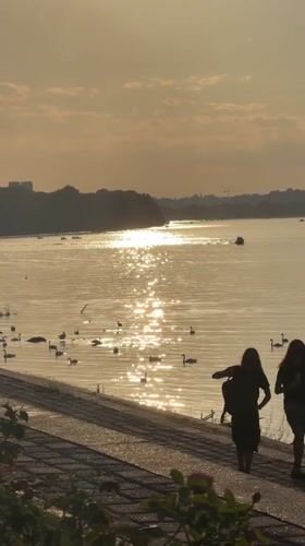 Waterside walk in Belgrade at golden hour