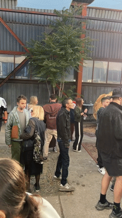 Early morning outdoor gathering documented in Sofia industrial area
