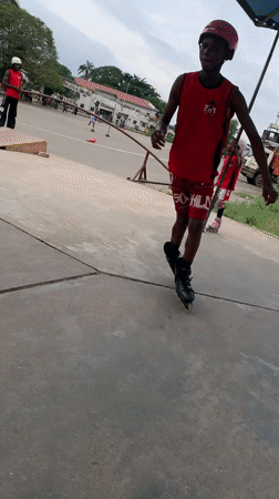 Skaters and BMX riders session a concrete park in Alagbede
