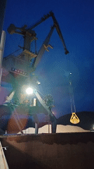 Night cargo operations continue at Shalsky port, Russia