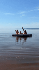 Family enjoys raft outing on calm waters in Zabegaevo