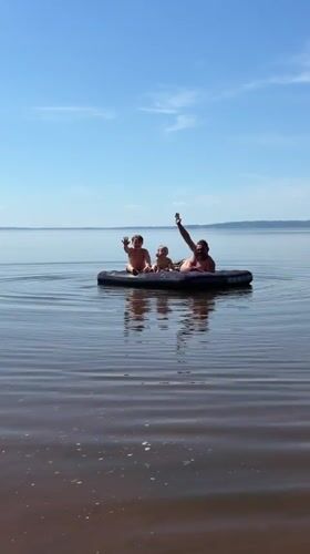 Family enjoys raft outing on calm waters in Zabegaevo