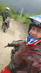 Dirt bikers spotted on mountain road near Adlerskiy, Russia