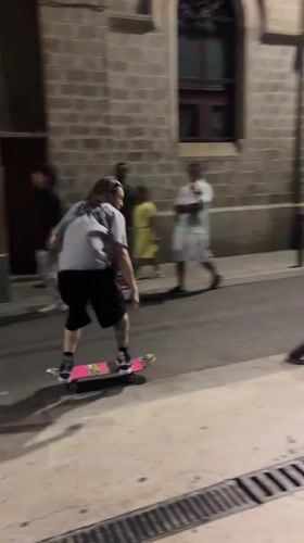 Late-night skateboarding through Barcelona streets