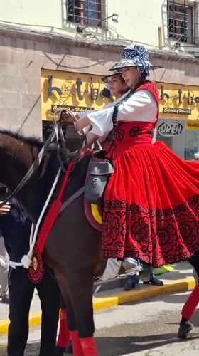 Protest and traditional celebration collide in Cuzco's historic center