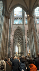 Visitor documents Cologne Cathedral's interior and exterior details