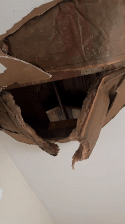 Ceiling collapse damages building in Newburgh, New York
