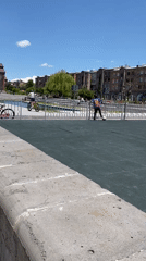 Person with soccer ball observed in sunny Gyumri