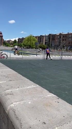 Person with soccer ball observed in sunny Gyumri