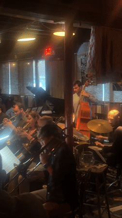 Jazz band performs at dimly lit New York venue