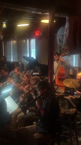 Jazz band performs at dimly lit New York venue