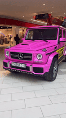 Pink Mercedes G-Wagen displayed in Minsk shopping mall