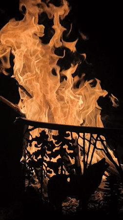 Fire pit night in Taldykorgan, drinks and decorative flames