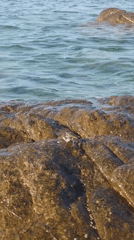 Rocky Sardinian shoreline up close, calm and clear