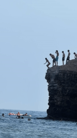 Cliff jumping into the Adriatic at Budva, Montenegro