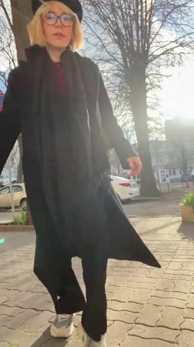 Person filmed on sunny afternoon in Odesa streets