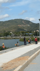 Late-night landscaping work, rest break observed in Ban Bang Rak