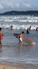 Afternoon beach activity along the Sri Lankan shoreline