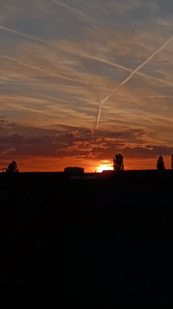 Vibrant sunset colors observed over Lahr/Schwarzwald, Germany