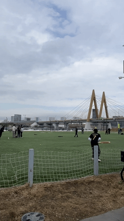Cricket game played near Millennium Bridge in Kazan, Russia