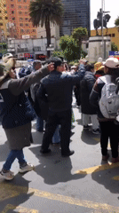 Peaceful demonstration with traditional dress held in La Paz square