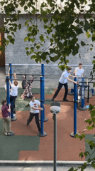 Children play on Moscow playground equipment