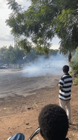 Modified BMW performs drift stunts in Abuja lot