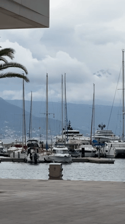 Montenegro coastal marina and gardens documented in afternoon survey