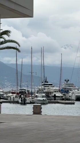 Montenegro coastal marina and gardens documented in afternoon survey
