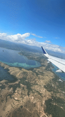 Aerial view captured over tropical Labuan Bajo waters