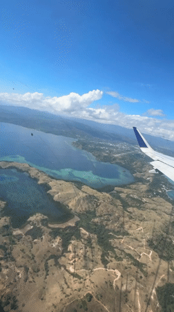 Aerial view captured over tropical Labuan Bajo waters