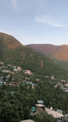 Aerial view captured of Dharamkot mountain town, India