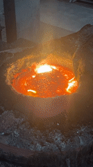 Molten metal furnace operation documented in Noviy, Russia