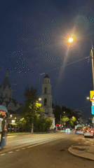 Night tram service operates through Moscow street near church