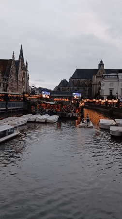 Pole Pole stage event lights up Ghent's canal waterfront