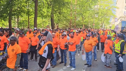 Labor unions rally at Washington Square Park