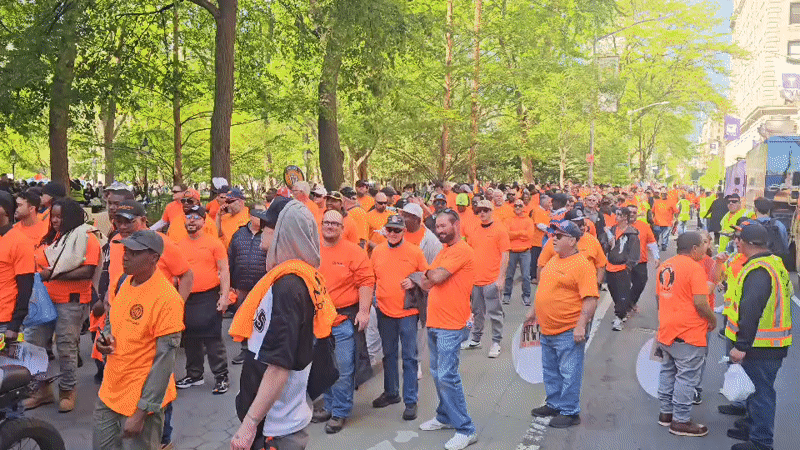 Labor unions rally at Washington Square Park