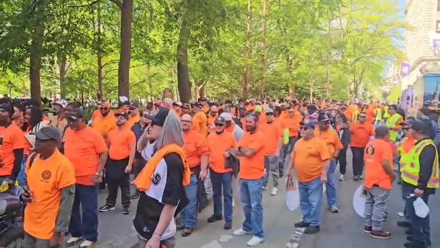 Labor unions rally at Washington Square Park