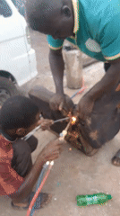 Welding repair work on furniture observed in Bukuru Nigeria