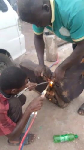 Welding repair work on furniture observed in Bukuru Nigeria