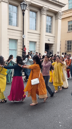 Traditional dancing and street celebration in central Belfast